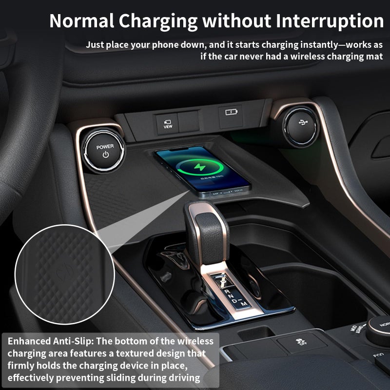 BJchiwu Wireless Charging Anti-Slip Mat Fit for 2024 2025 Toyota Grand Highlander  Silicone Waterproof & Stain-Resistant Car Center Console Phone Charger Protective Pad Liner Accessories(1PCS  Black) - Image 3